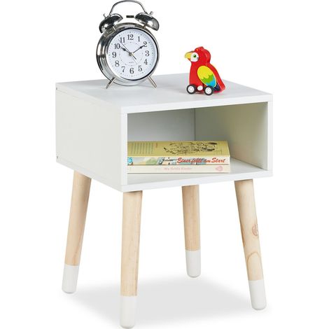 Kindernachttisch mit Ablage, Holzbeine