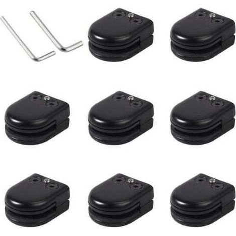 Lot de 8 pinces à verre en acier inoxydable 304 noir – Support solide pour verre 8-10 mm – Finition polie – Installation facile (1/5)