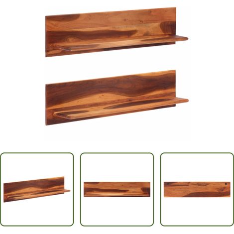 Wandregal Massivholz - Wandregale 2 Stk. 112x20x26 cm Massivholz Akazie (1/5)