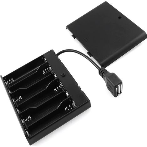 Boitier Pile AA - Prise USB Femelle 6 V - Interrupteur Marche/Arrêt - Pour Projets Électroniques - Lot de 3 (1/5)