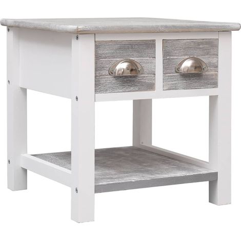 Beistelltisch Grau 40x40x40 cm Paulownia Holz vidaXL (1/5)