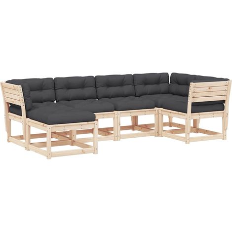Maison Exclusive - 6-tlg. Garten-Sofagarnitur mit Kissen Massivho