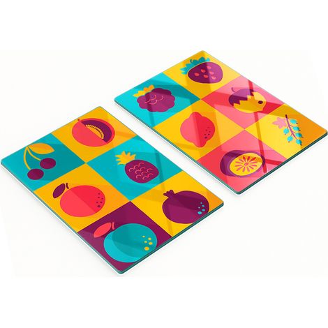 Taglieri da cucina in vetro con icone di frutta, 2x40x52 cm (1/5)