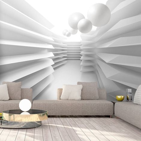 Papier peint labyrinthe blanc - 150 x 105 cm (1/4)