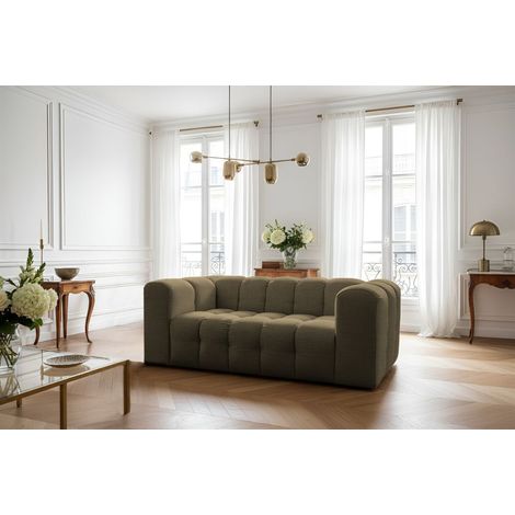 Sofa Designersofa SOLVIE 2-Sitzer in Stoff Moly Moosgrün