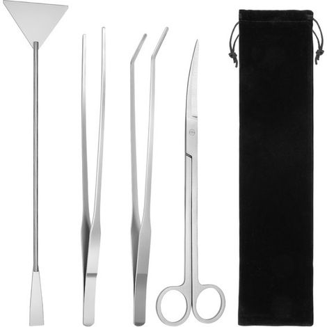 Allecto - Kit d'outils d'aquascaping pour aquarium - Kit de nettoyage en acier inoxydable - Pour plantes aquatiques - Ensemble de 4 - Entretien d'aquarium - Idéal pour l'aquascaping - Environ. (1/5)