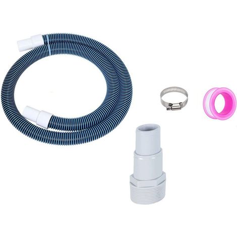 Tuyau de vidange de piscine avec 2 colliers de serrage et ruban Téflon, adaptateur universel pour tuyau combiné 1,25/1,5".