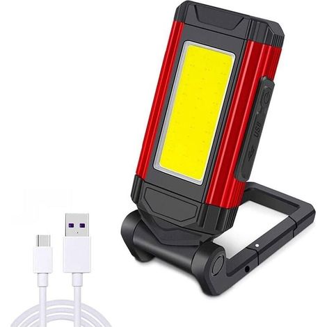 Construction Work Light, Powerful Rechargeable Work Light, LED Work Light, Workshop Lamp with Magnetic Base, Flashlight with IPX6 Waterproof, 7 Modes, Mechanical Lamp for Emergency, G (1/4)