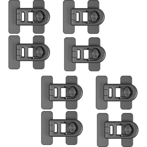 Serrure De Porte D'Armoire - Serrure De Frigo En ABS Auto-Adhésive Sans Perçage - Pour Réfrigérateurs Congélateurs Et Armoires - Noir - 8 Pièces