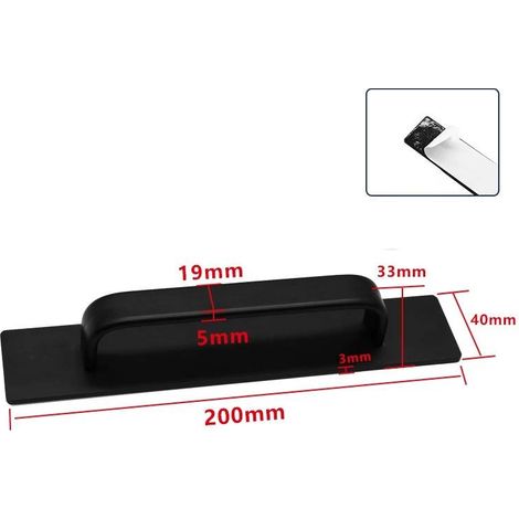 Set di 2 maniglie quadrate nere opache 200 x 40 mm per mobili in alluminio, non necessitano di foratura, compatibili con ante scorrevoli a ribalta.