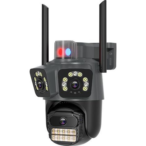 Caméra Sécurité WiFi 6MP Triple Objectif Triple Écran, PTZ 360°, Étanche IP66, Prise EU (1/5)