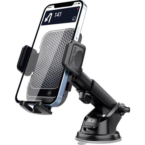 Support pour téléphone portable voiture - télescopique - support téléphone - ABS - universel - noir (1/5)