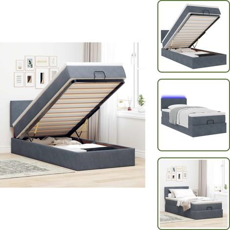 Coprimaterasso - vidaXL Struttura Letto Pouf con Materasso 100x200 cm Velluto - Luci a LED