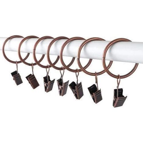 10x Clips de Rideau Anneaux Crochets de Tringle à Suspension en Métal Anneaux de Rideau de Draperie avec Clip (1/4)