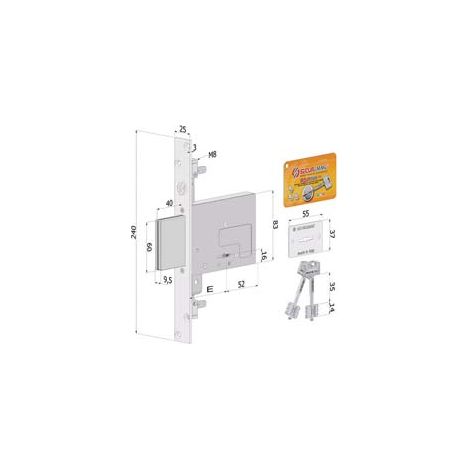 SERRATURA TRIPLICE INFILARE DOPPIA MAPPA 2033- - mm.70 (2033XZB7025AM2) - 1 pezzi SECUREMME