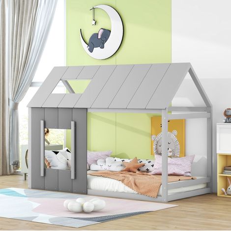 struttura letto 90x200 casa con tetto grigio OKMYHOME (1/5)