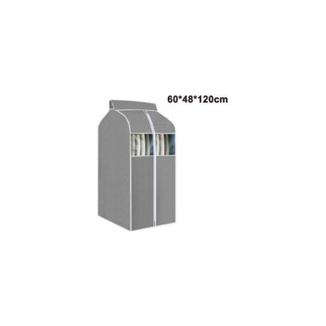 Housse de rangement pour vêtements suspendus – Tissu non tissé étanche – Fenêtre PVC transparente – 60x48x100cm – Sac stéréoscopique gris (1/5)