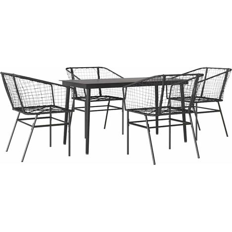 Maison Exclusive - 5-teiliges Garten-Esszimmerset aus schwarzem P