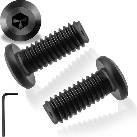 25 vis à tête plate noire M6 x 16 mm, boulons A2 V2a en acier inoxydable M6, vis cylindriques à tête plate Allen avec clé hexagonale, adaptées aux appareils ménagers et aux machines industrielles. (1/5)