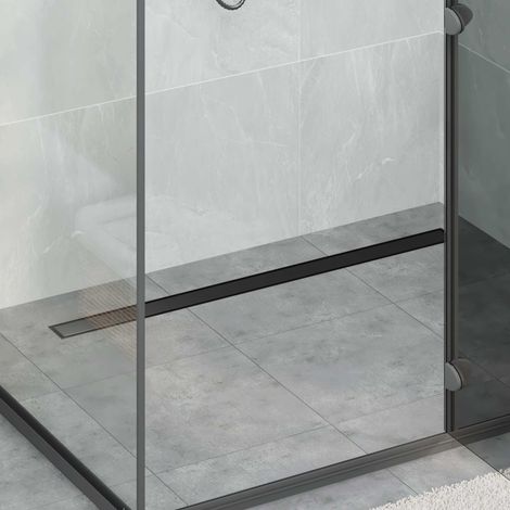Duschablauf 2-in-1 mit 360° Siphon Schwarz 100 cm Edelstahl 304