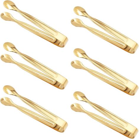 Pinces à bonbons, lot de 6 pinces à glaçons, mini pinces en acier inoxydable, pinces à sucre, pour aliments tels que glaçons, sucre, tranches de citron (1/5)