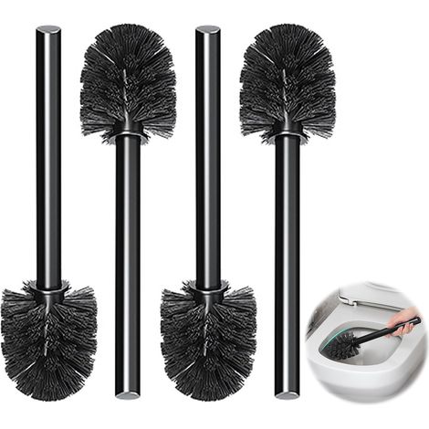 Set di quattro spazzole di ricambio per spazzolino da bagno, WC e WC ergonomico, con diametro di 7 cm (nere). (1/4)