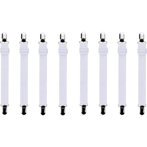 8Pcs【50-180cm】Tendeur Drap Housse Lit Drap Réglable,Tendeurs de Maintien,Convient à Tous Lits et Matelas,Blanc