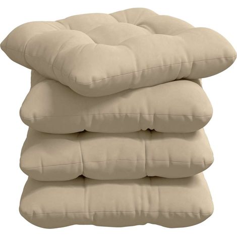 Seat Cushions 4 pcs Cream 40 x 40 cm Microfibre Fabric vidaXL