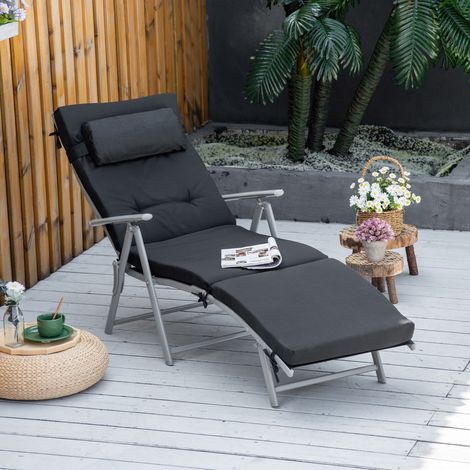 Sonnenliege klappbar 7-fach verstellbar Metall schwarz OKMYHOME (1/3)