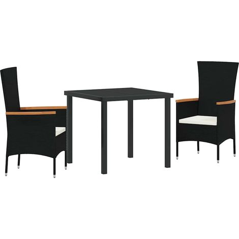Maison Exclusive - Set da Pranzo per Giardino con cuscino 3 pcs Nero (1/5)