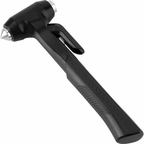 Marteau de sécurité - Marteau d'urgence pour voiture, outil d'évacuation d'urgence en acier, coupe-ceinture de sécurité, brise-vitre (noir)-AquaForge (1/4)