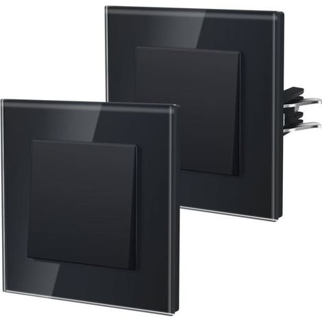 HOXILEELEOInterrupteur Mural, Interrupteur Va Et Vient Avec Griffes, Verre Interrupteur Lampe De Chevet, 1 Gang 1Way, 86mm, Noir (1/4)