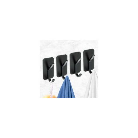 Viererpackung selbstklebende Wandhaken, geeignet für Badezimmer und Küchen, können als Handtuchhaken verwendet werden, praktische Klebehaken (schwarz).