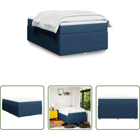 Matelas à ressorts ensachés - Sommier à lattes de lit avec matelas bleu 120x190 cm tissu (1/5)