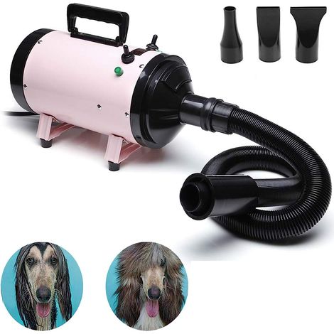Dog Hair Dryer Professional 2800W Low Noise with 3 Nozzles & Extendable Hose Fur Blaster Grooming Dryers Adjustable Temperature for Pets Cats Dogs (1/5)