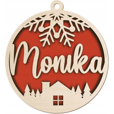 Pallina di Natale in legno con nome, in feltro, 1 pezzo. Palline personalizzate per un regalo. (1/5)
