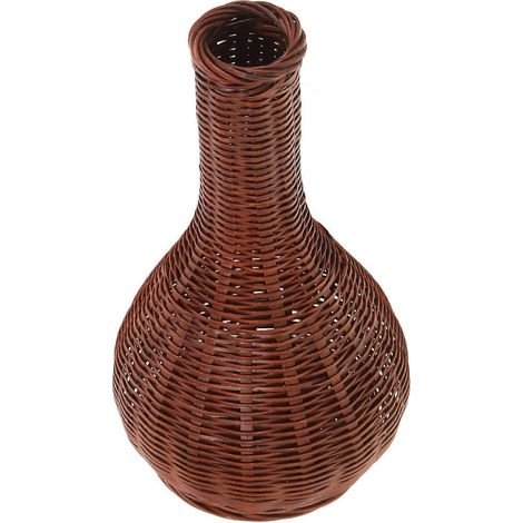 Pot de fleurs vintage en bambou, panier à fleurs, bouteille, décoration intérieure de style champêtre, marron clair, 20,50 x 11,50 x 11,50 cm, un support à fleurs. (1/5)