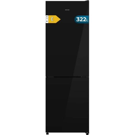 Cecotec Frigorífico Combi Total No Frost de 322L Bolero CoolMarket Combi 322i Black Glass E. Alto 185,5cm, 59,5cm de Ancho