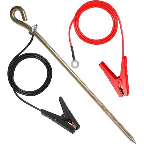 45cm Electric Fence Ground Spike Cable with Clips for Electrifier and Solar Charger, Electric Fence Accessories (1/5)