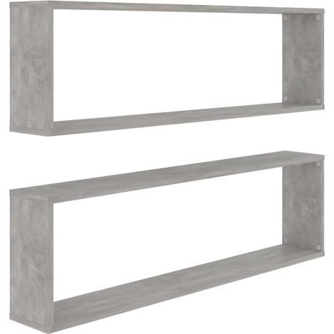Étagères cube murales 2 pcs，Étagère flottante gris béton bois d'ingénierie CFW45196 (1/5)