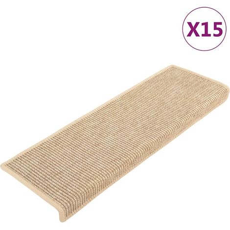 Maison Exclusive - Tappetini per scale 15 pz 65x21x4 cm Beige chiaro Bordo rettangolare (1/5)