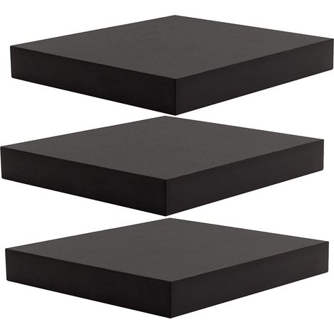 WOLTU Lot de 3 Étagère Murale en Bois MDF étagère Flottante pour Livres et CD, Noir (1/5)