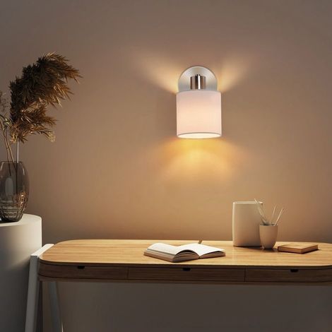 Applique murale rétro E14 pivotant écran tissu 40W max argent hall cuisine (1/5)