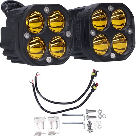 Feu antibrouillard de conduite 3 pouces 40W 6000K, projecteur LED jaune 10V 30V universel pour moto UTV tout-terrain (1/5)