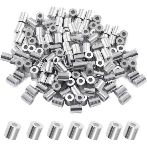 Lot de 200 manchons d'arrêt ronds pour câble en aluminium de diamètre M2,5 (2,5 mm). (1/4)