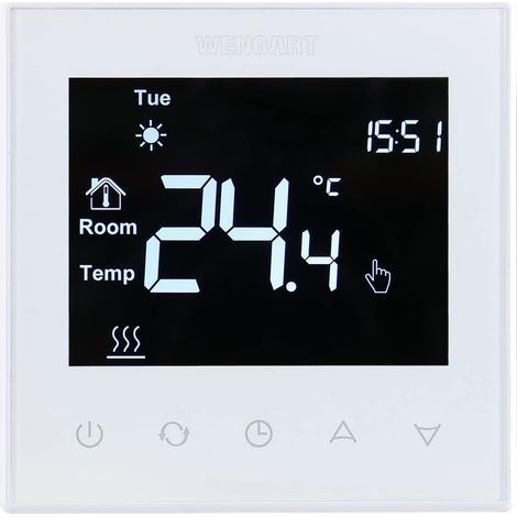 Electric Thermostat, Programmable 7 Days, LCD Touch Screen, 3m Outdoor Sensor, For Parquet and Tile Floors (1/5)