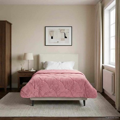 Sommerdecke Rosa 155 x 220 cm Mikrofaser und Teddy-Fleece