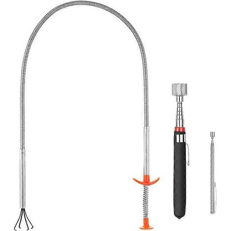 Ensemble de 3 outils de ramassage magnétiques télescopiques courbes-- (1/5)