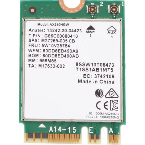 Carte WiFi 6E pour PC Portable, 5400 Mbps, Triple Bande 2.4/5/6 GHz, Bluetooth 5.3, M.2 NGFF, Compatible 802.11ax (1/5)