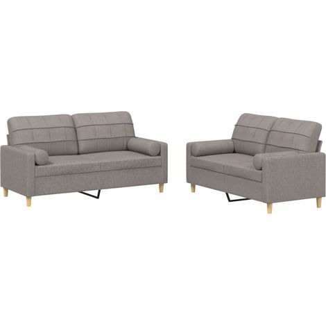 vidaXL Set Divani 2 pz con Cuscini Tortora in Tessuto (1/5)